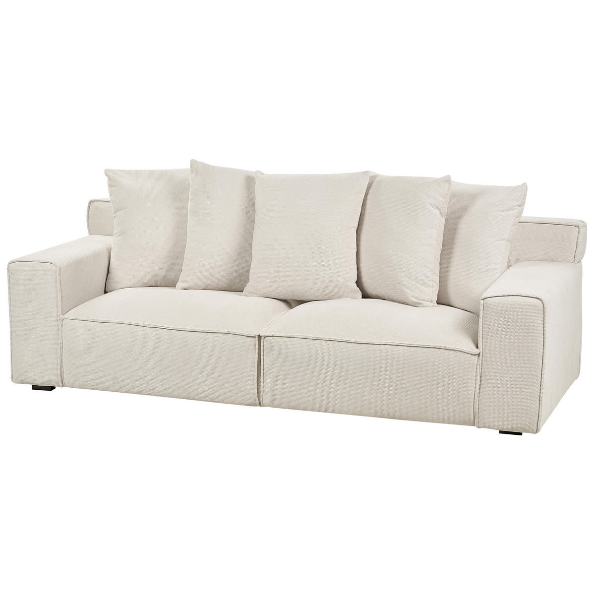 3-SITZER-SOFA cremeweiß mit Kissen Viskan - Weiß, Textil (200/67/82cm) - Beliani