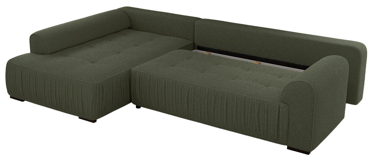 ECKSOFA ORTA Grün Boucle - Links - Schwarz/Grün, Textil (325/200cm) - MKS