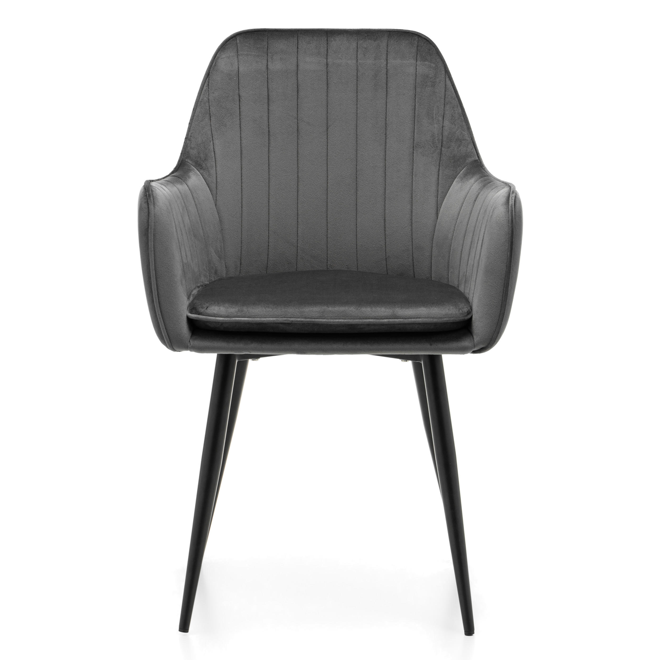 STUHL EMILIA gepolstert mit Steppung - grau - Samt Velours - Schwarz/Grau, Textil/Metall (58/90/58cm) - NEW HOME