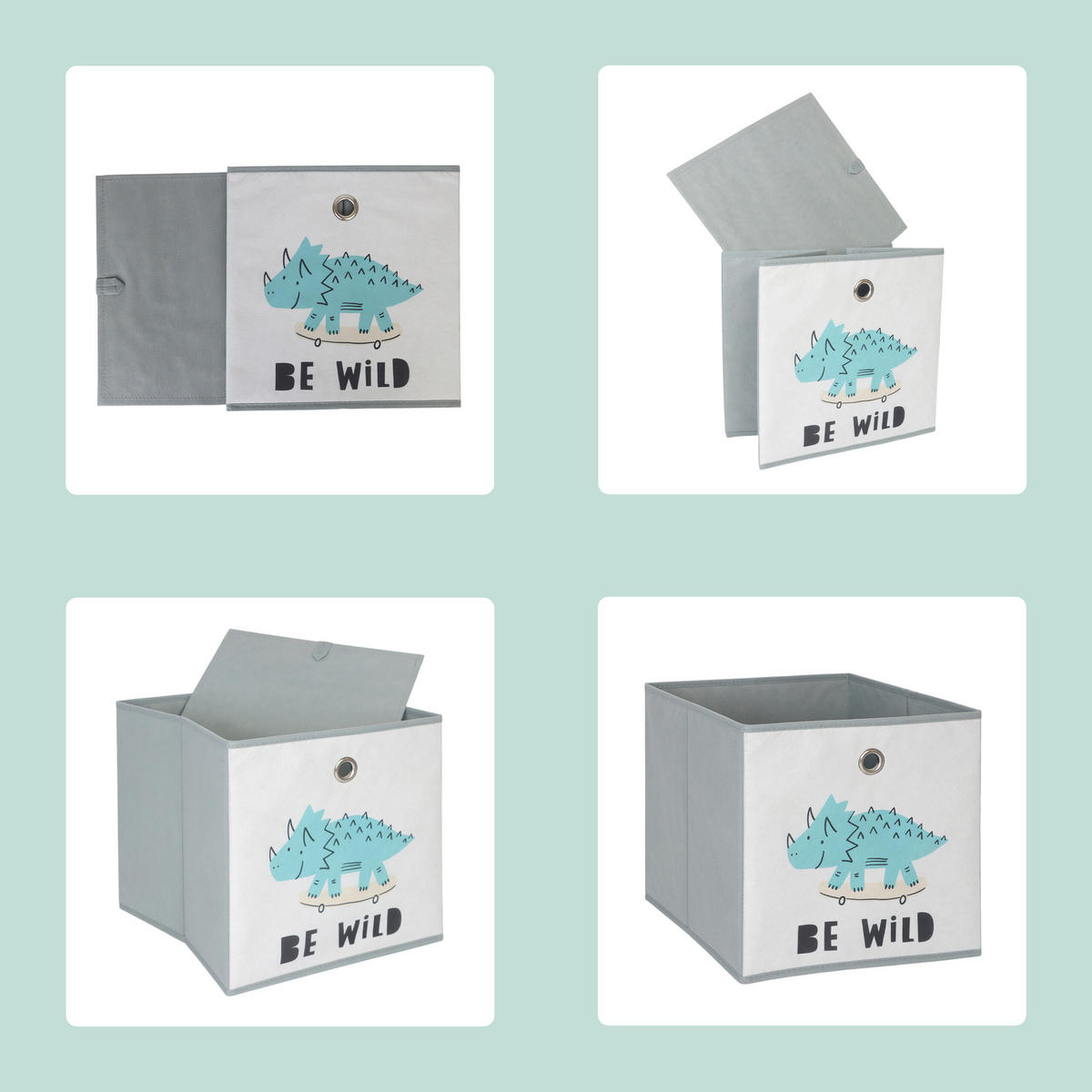 3xKINDERAUFBEWAHRUNGSBOXEN - Multicolor, Wellpappe/Textil (30/30cm) - Relaxdays