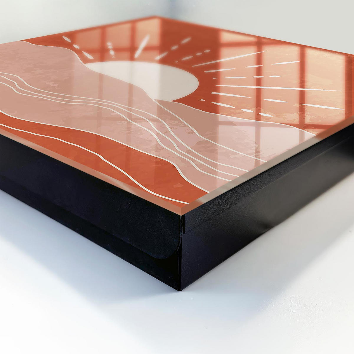 SCHLÜSSELBOX Schwarz 30x30 cm- Türöffnung nach rechts - Orangefarbene Morgendämmerung - Orange, Metall (30/30/5cm) - TULUP
