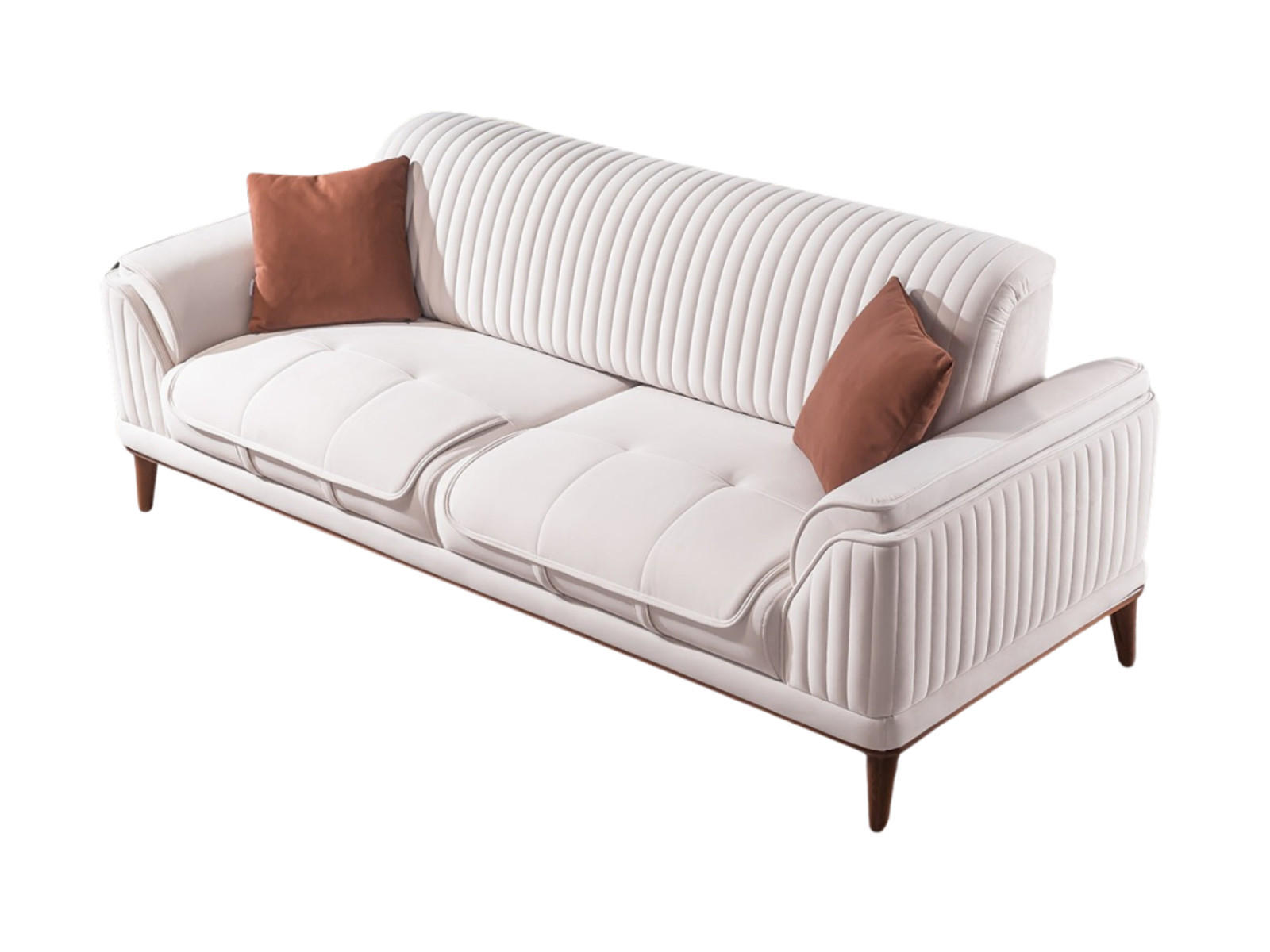 3 Sitzer SOFA Bond Samt Creme - Creme, Holz/Textil (230/85/100cm) - Villa Möbel