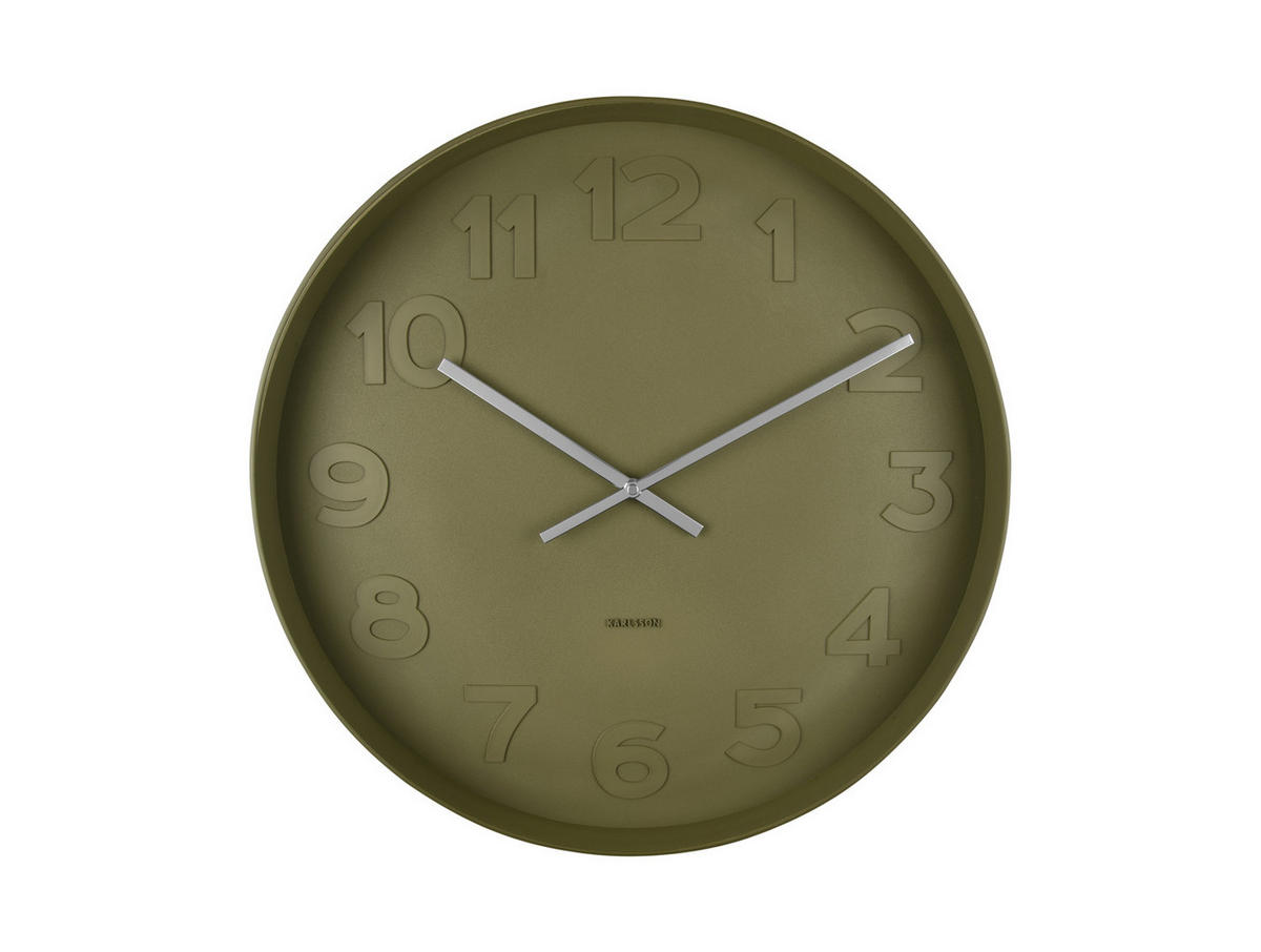 WANDUHR Mr. Green Numbers Ø51 cm - Grün, Metall (51/51/7cm) - Karlsson