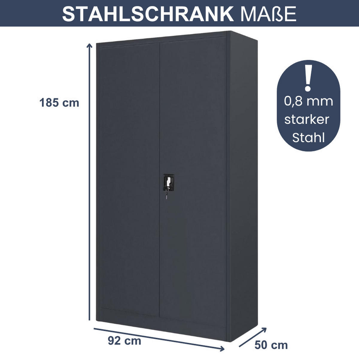 WERKZEUGSCHRANK mit Lochwand BRUNO Werkzeugwand 185x92x50cm Anthrazit - Anthrazit, Metall (92/185/50cm) - Jan Nowak
