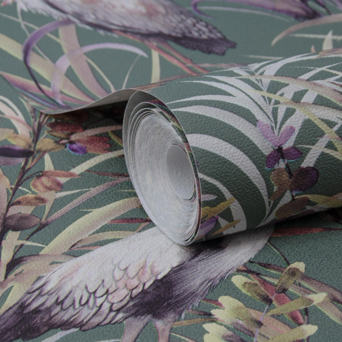 VLIESTAPETE Tropical Heron - Grün, Papier/Kunststoff (53/1000cm) - Sublime