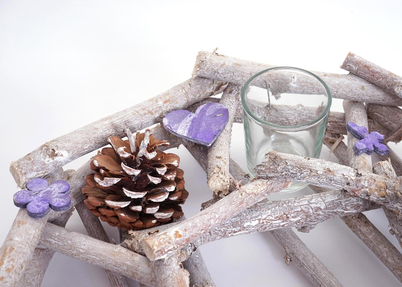 ADVENTSKRANZ RUND MIT TEELICHTHALTERN Weiß, Grau - Weiß/Grau, Textil (30/9cm) - MCW