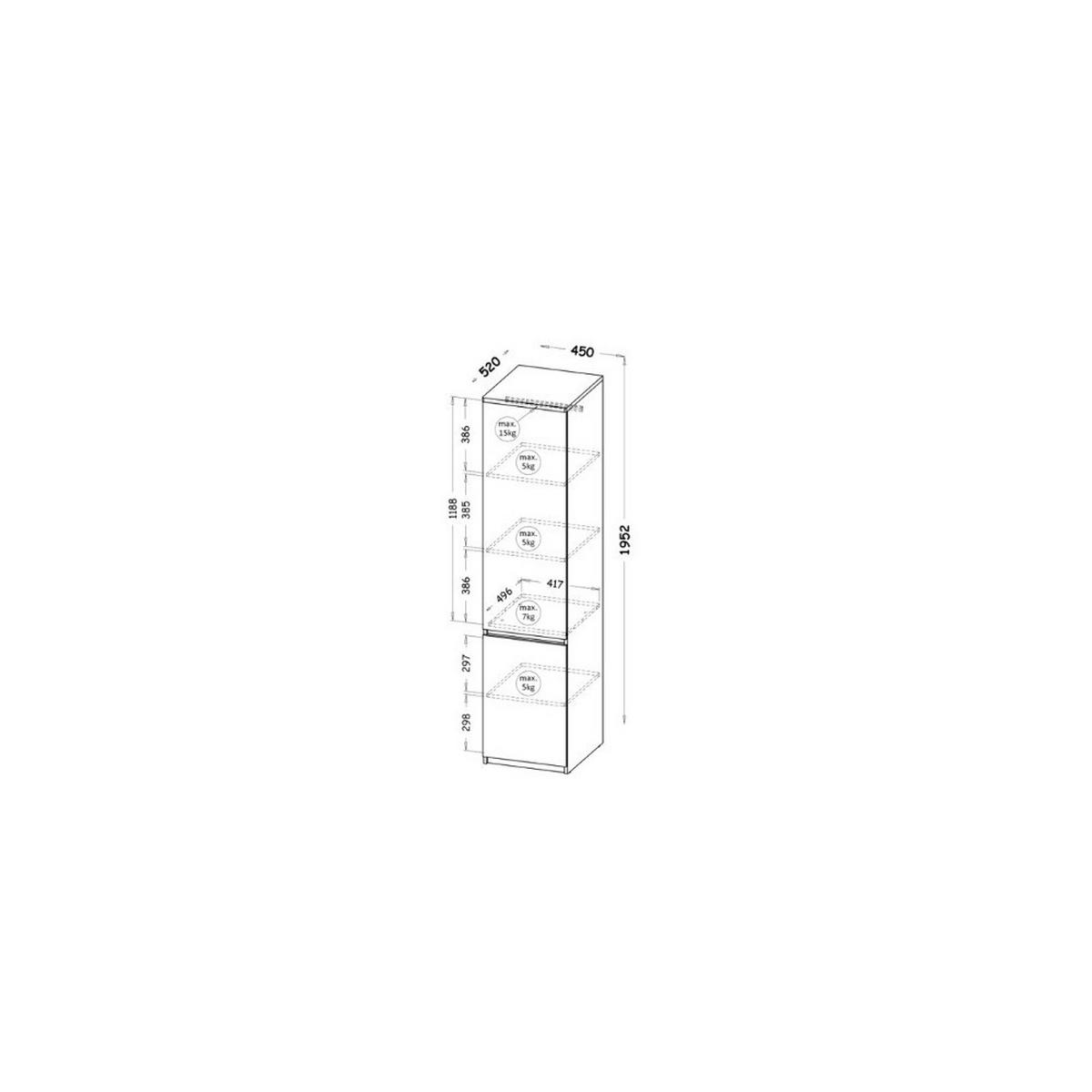 DREHTÜRENSCHRANK KRYOS 45/195,2/52cm 2-türig Weiß - Weiß, Holzwerkstoff (45/195.2/52cm) - MASSENO