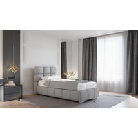 POLSTERBETT Bliss 90 x 200 cm mit Bettkasten und Lattenrost, 7-Zonen-Taschenfederkernmatratze arlan (21 cm) - grau - Grau, Holz (90/200cm) - Homesy