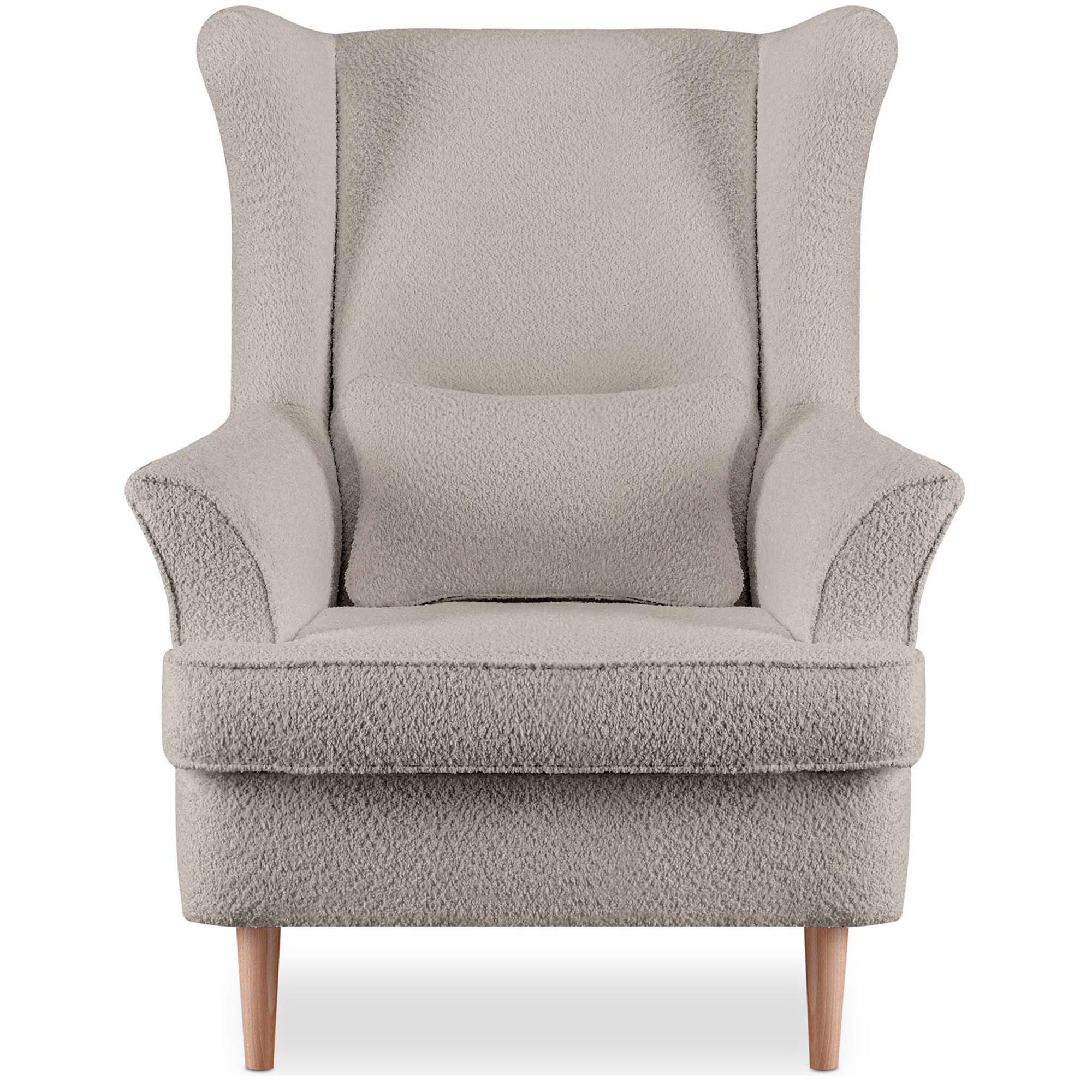 OHRENSESSEL STRALIS mit Sitzhocker, Beige - Graubraun, Textil (82/108/80cm) - KONSIMO®