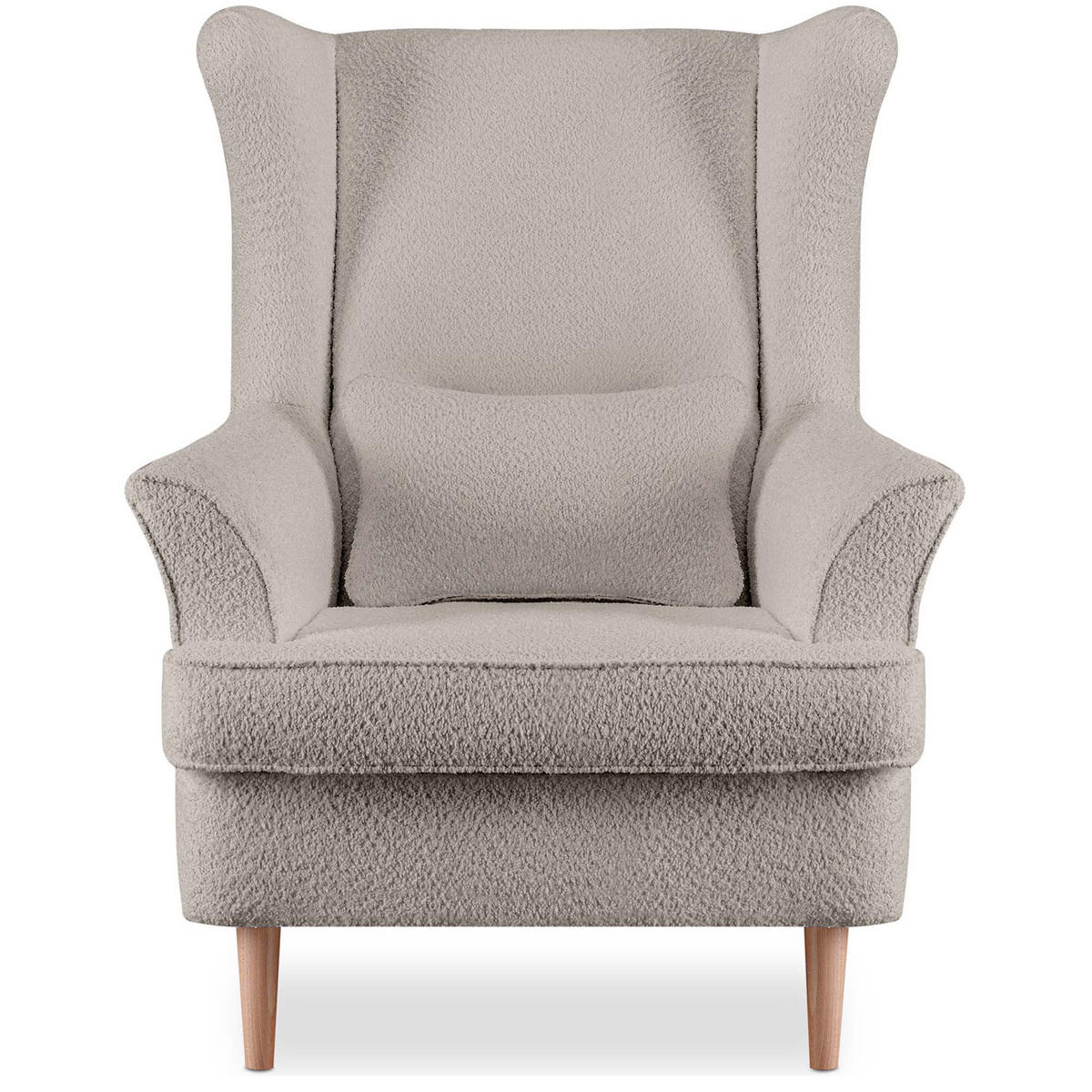 OHRENSESSEL STRALIS mit Sitzhocker, Beige - Graubraun, Textil (82/108/80cm) - KONSIMO®