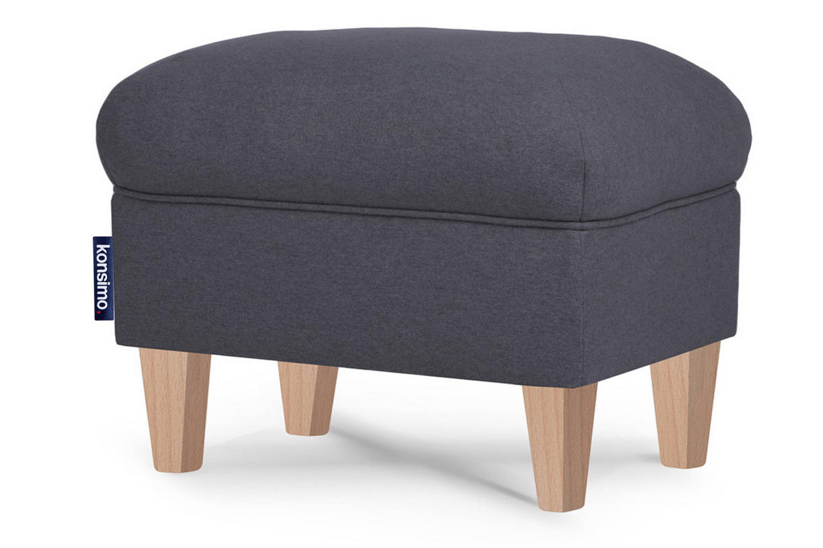SITZHOCKER MILES Pouffe - Buchefarben/Grau, Holzwerkstoff/Textil (55/42/40cm) - KONSIMO®