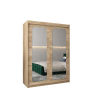 SCHWEBETÜRENSCHRANK 200/150/62 2-türig - Silberfarben/Sonoma Eiche, Holz/Kunststoff (150/200/62cm) - MÖBEL KRYSPOL