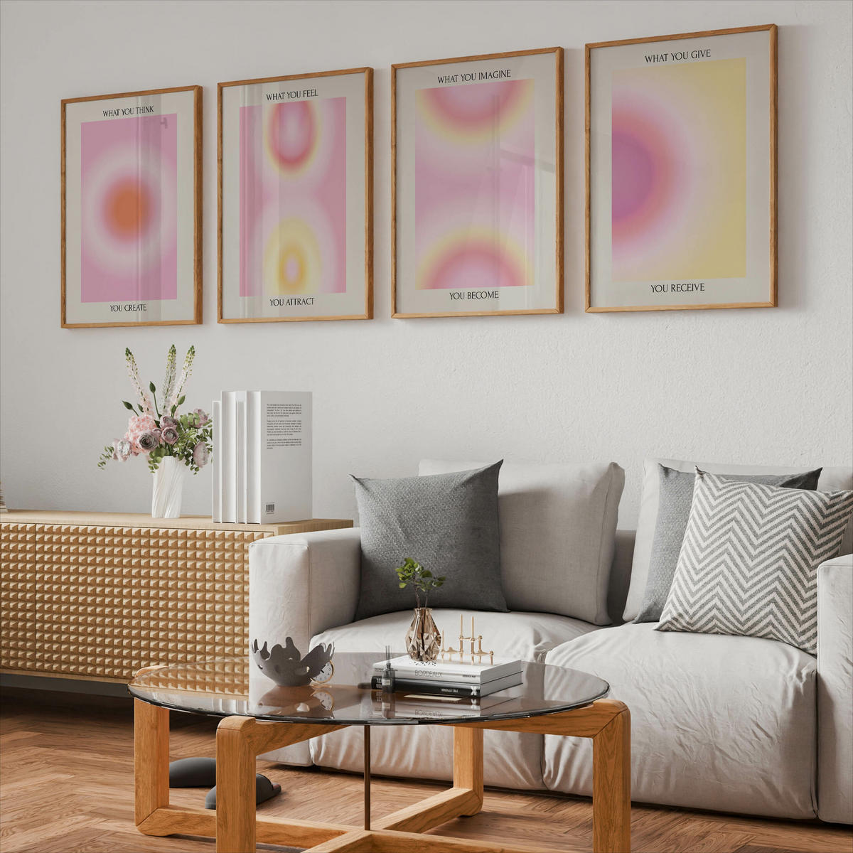 PLAKÁT Sada Aura Afirmace Citáty 4x A3 30x42 cm - různobarevná, papír (30/42/42cm) - Muralo