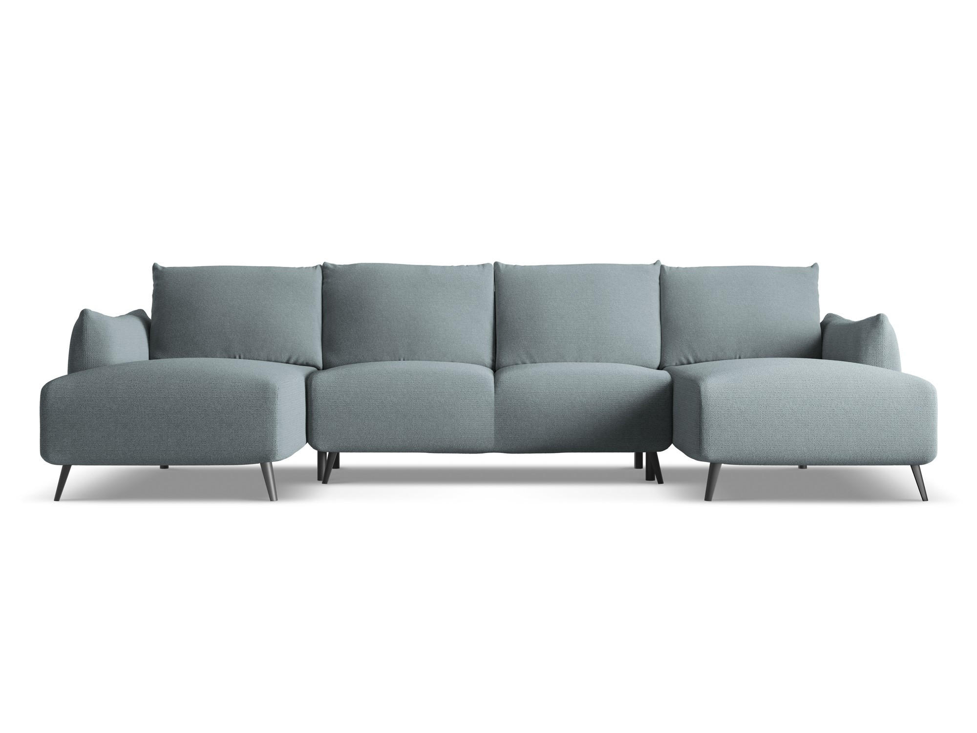 WOHNLANDSCHAFT Chenille Stoff Blau - Blau/Blaugrau, Textil/Metall (317/86/162cm) - Makamii