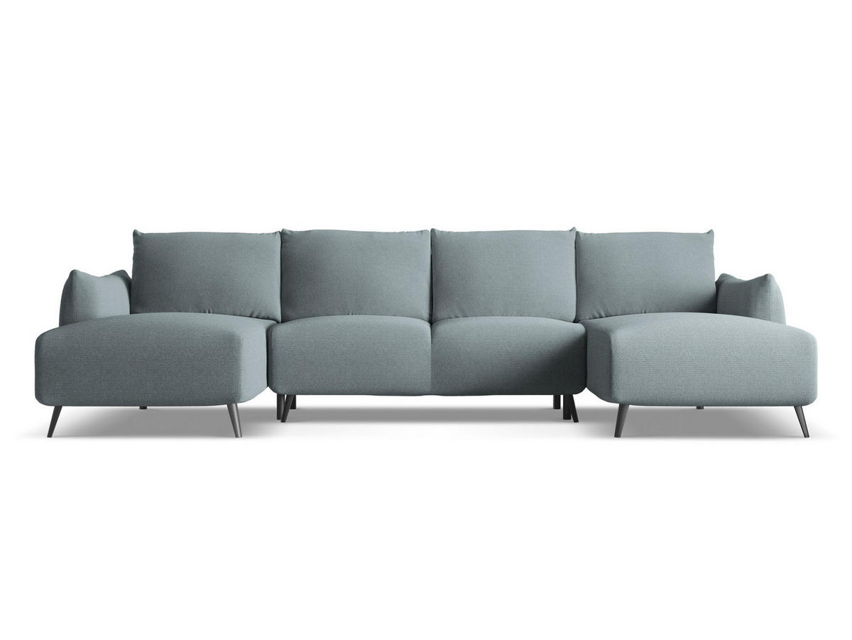 WOHNLANDSCHAFT Chenille Stoff Blau - Blau/Blaugrau, Textil/Metall (317/86/162cm) - Makamii