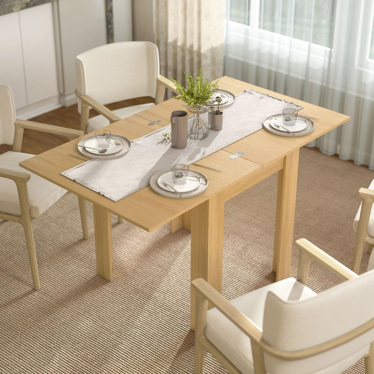 ESSTISCH ausziehbar 70-140/80/79 cm DE-39935 Natur - Naturfarben, Holzwerkstoff (80/140/77.5cm) - ComfortXL