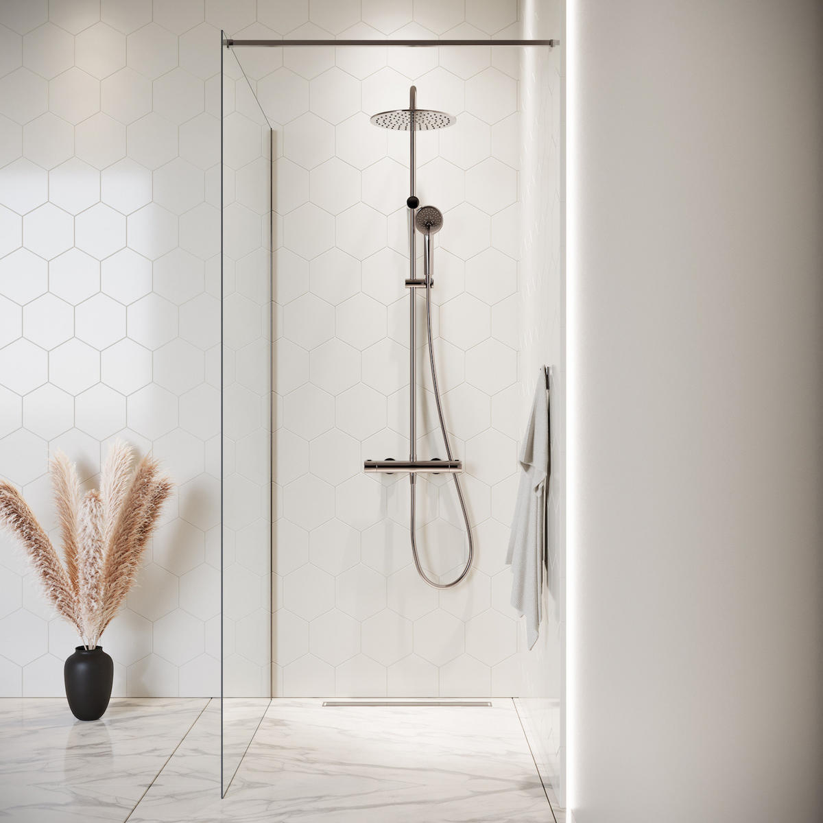 DUSCHWAND Florida - 100 x 200 cm - Chrom - Walk-In Duschabtrennung aus Sicherheitsglas - Chromfarben, Glas (100/200cm) - Badplaats