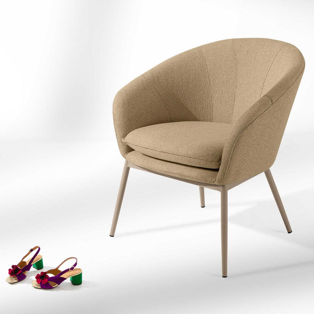 GARTENMÖBELSET SOLIS Gartenlounge-Set, warm beige/beige - Beige, Textil/Metall - KONSIMO®