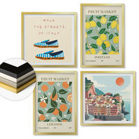 WANDBILDER 4er Set - 50x50 cm & 40x60 cm Goldrahmen - Fruchtmuster der italienischen Kultur - Goldfarben, Kunststoff (50/50cm) - ArtPrintCave