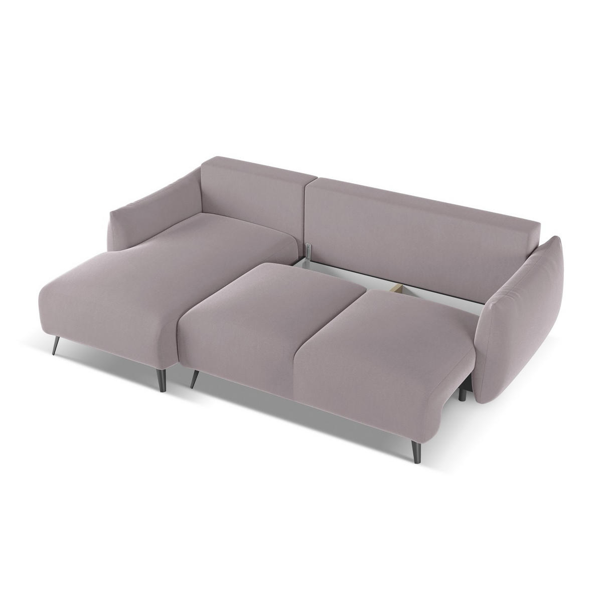 ECKSOFA mit Schlaffunktion Samt Stoff Violett - Lila/Flieder, Textil/Metall (162/242cm) - LaMiaSofa