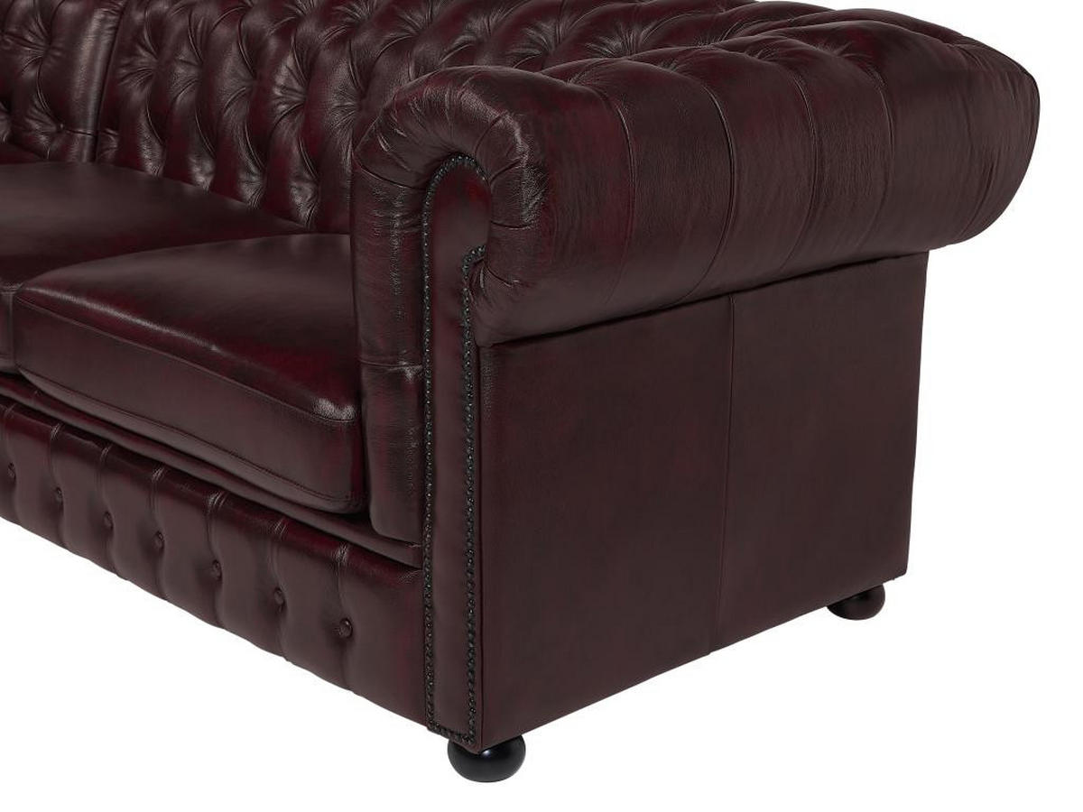 CHESTERFIELD Ecksofa - Ecke Links - Büffelleder - Dunkelbraun - BRENTON - Braun, Leder (166/274cm) - Vente-Unique