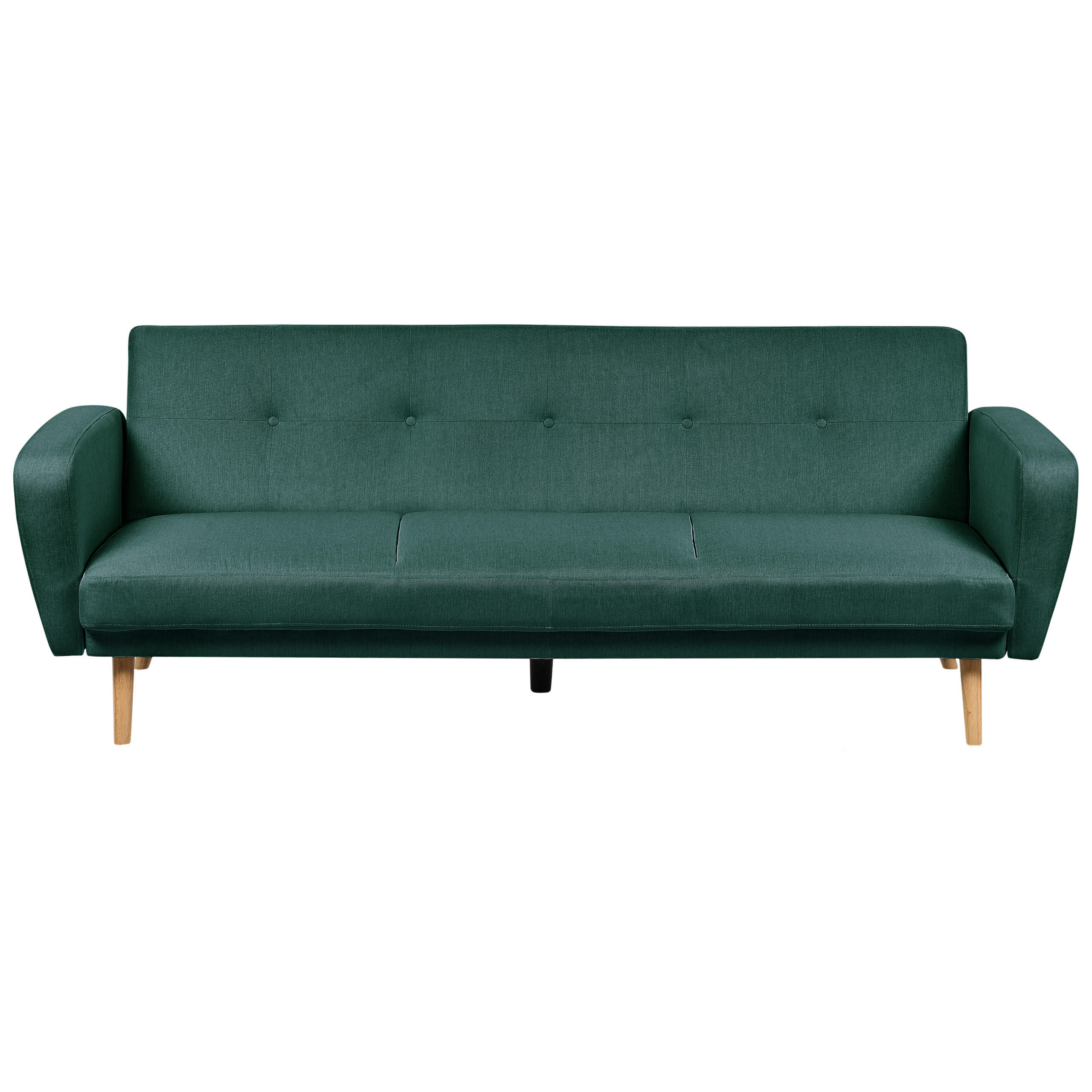 3-SITZER-SCHLAFSOFA dunkelgrün verstellbar Florli - Hellbraun/Grün, Textil (214/82/85cm) - Beliani