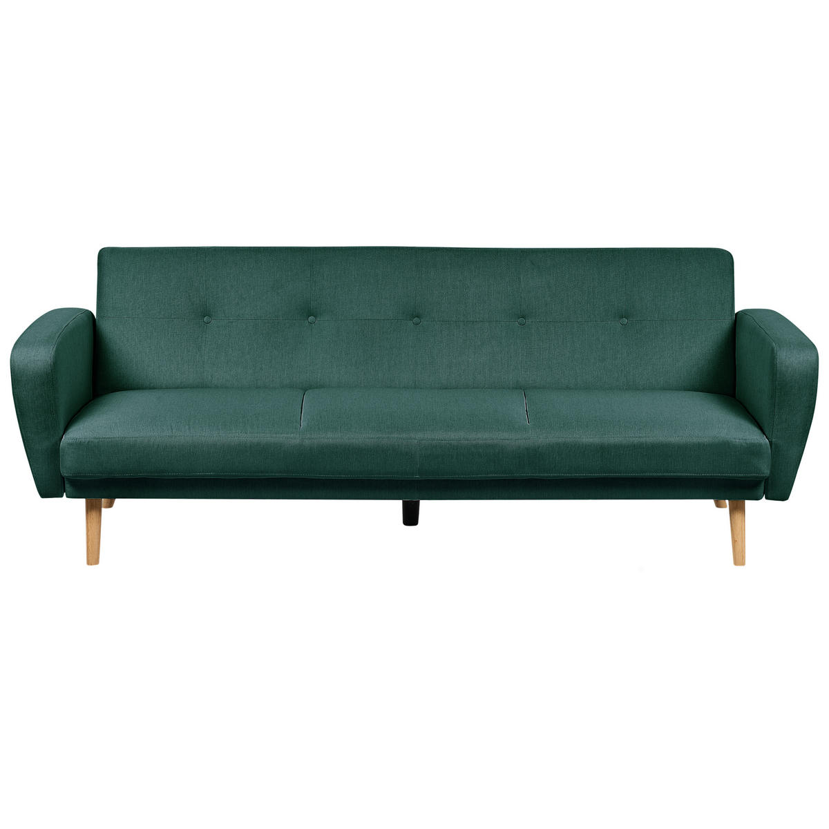 3-SITZER-SCHLAFSOFA dunkelgrün verstellbar Florli - Hellbraun/Grün, Textil (214/82/85cm) - Beliani