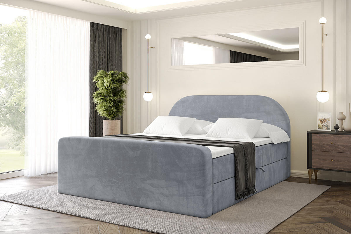 BOXBETT mit Matratze H4 und Lattenrost - NOX-Z - 160x200 - Grau Casablanca - Grau, Holzwerkstoff (160/200cm) - ALTDECOR