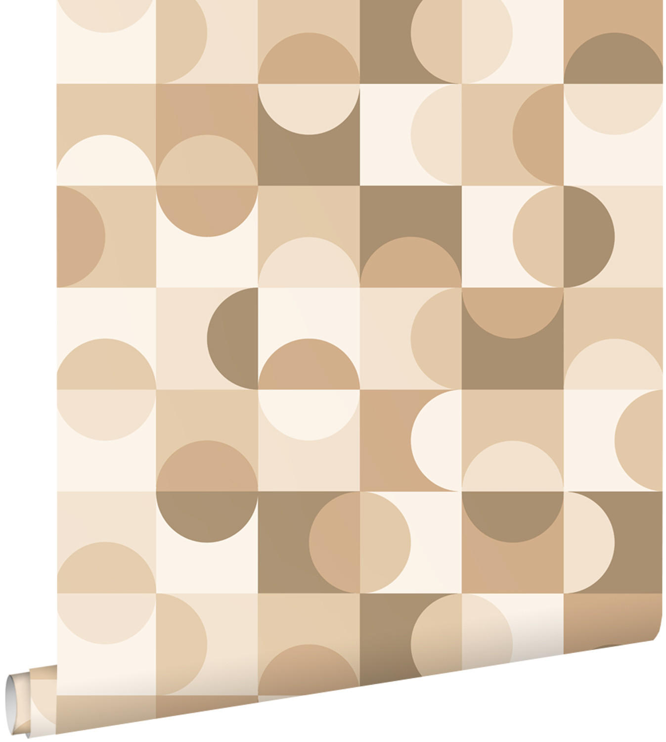 TAPETE Kreise im Bauhaus-Stil 50 x 900 cm - Braun, Papier (50/900cm) - ESTAhome