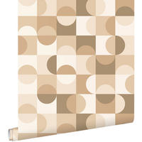 TAPETE Kreise im Bauhaus-Stil 50 x 900 cm - Braun, Papier (50/900cm) - ESTAhome