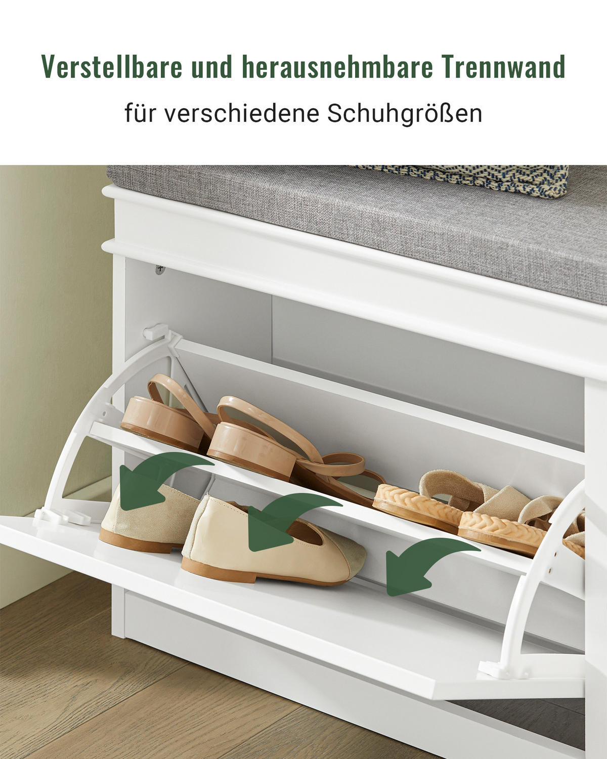 SCHUHBANK Weiß - Weiß, Holzwerkstoff (104/52/24cm) - SoBuy