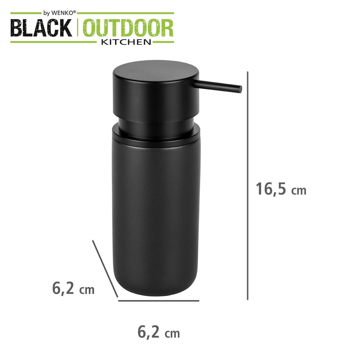 SEIFENSPENDER Silo 6/6/16,5 cm - Schwarz, Keramik (6/16.5/6cm) - Wenko