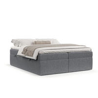 BOXBETT Lennon Grau 180/200 cm im Webstoff - Schwarz/Grau, Holz/Holzwerkstoff (180/200cm) - Maison de Reve