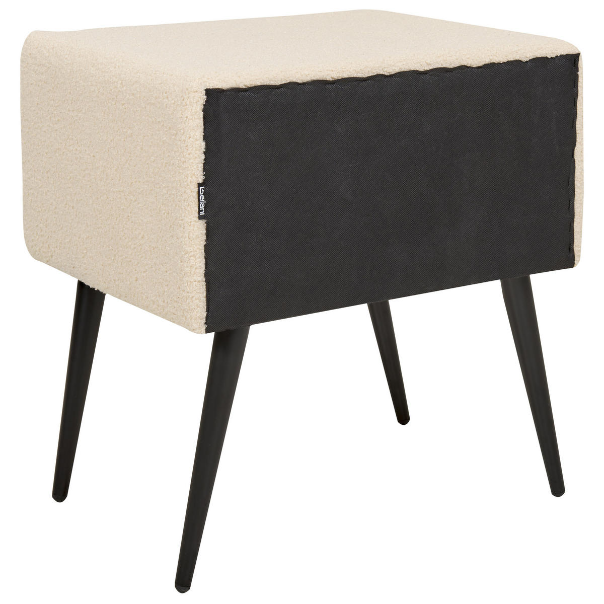ÉJJELISZEKRÉNY Buklé világosbézs/fekete 1 Fiók 38/46/49 cm Flayat - bézs/rosé arany színű, textil (46/49/38cm) - Beliani