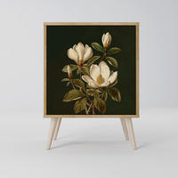 SIDEBOARD FLORAL NOIR, Eichefarben, 57,5x42x77,5 cm, Schräge Buchenholzfüße - Eichefarben/Buchefarben, Holzwerkstoff/Buchenholz (57.5/77.5/42cm) - SpaceRebels