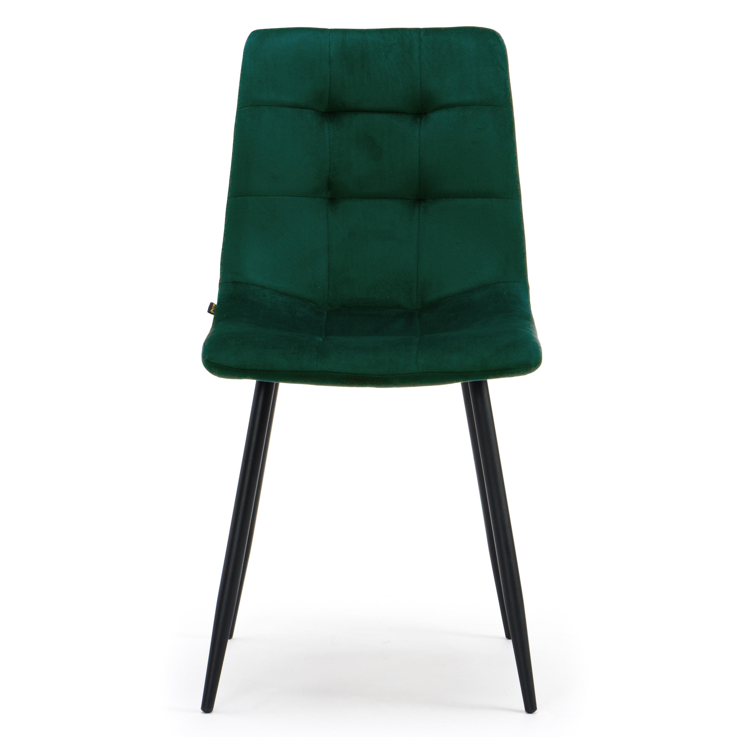 STUHL PARMA gepolsterter mit Steppung - grün - Samt Velour - Schwarz/Grün, Textil/Metall (45/88/55cm) - NEW HOME