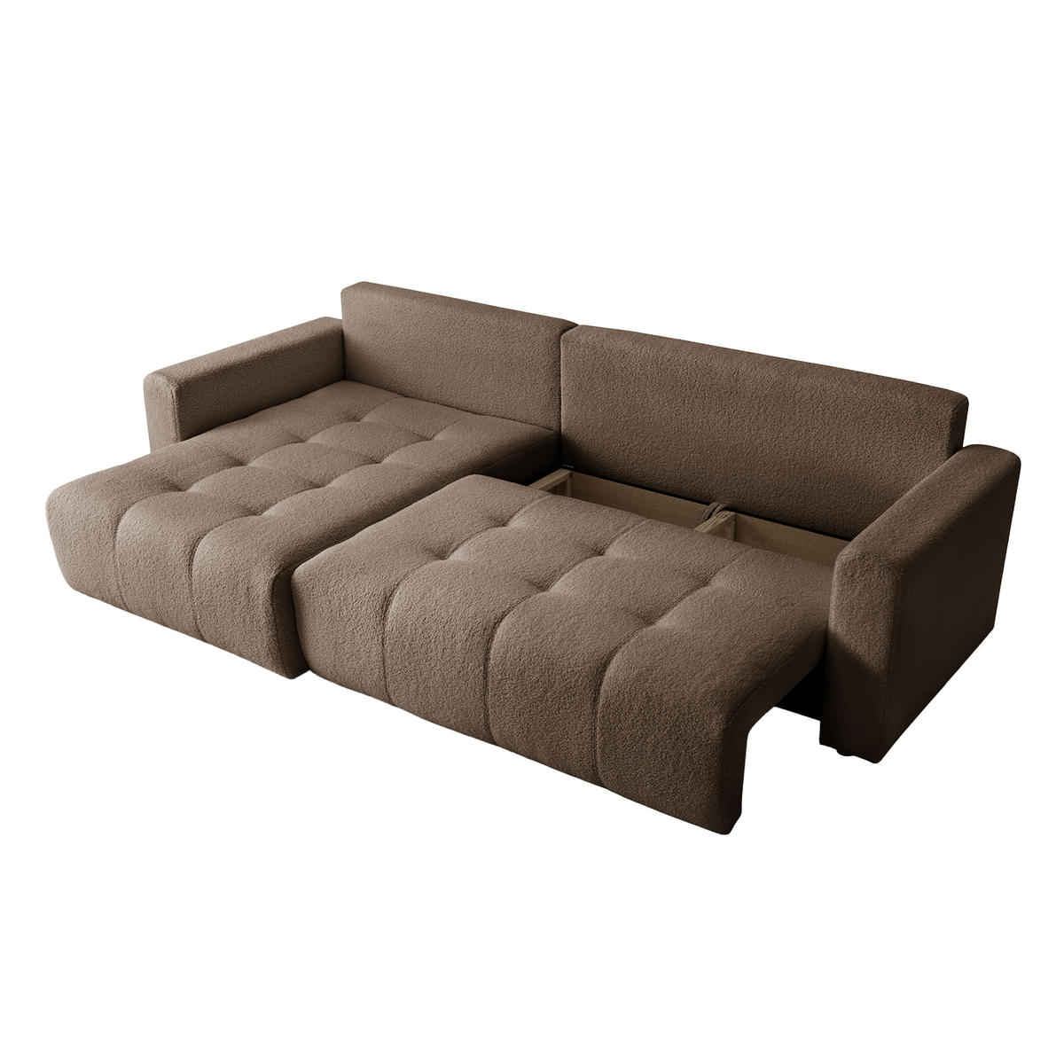 ECKSOFA WALONGO mit Schlaffunktion, Braun - Braun, Textil (261/143cm) - Fedve