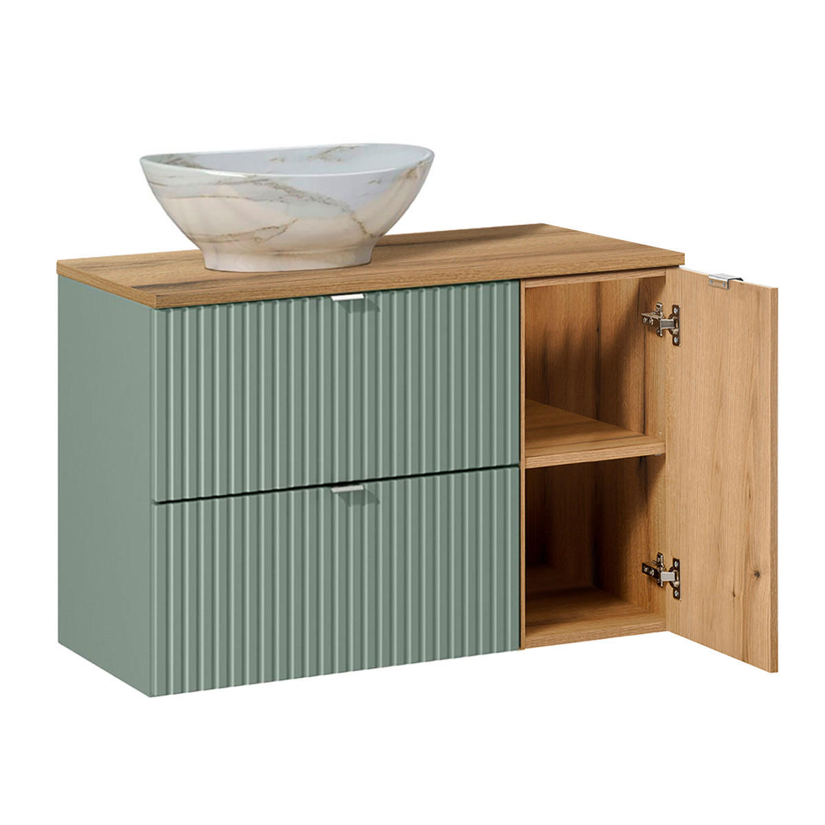 WASCHTISCH 90.4cm Jade Grün - Grün, Holzwerkstoff (90.4/59.5/40cm) - Petits-meubles