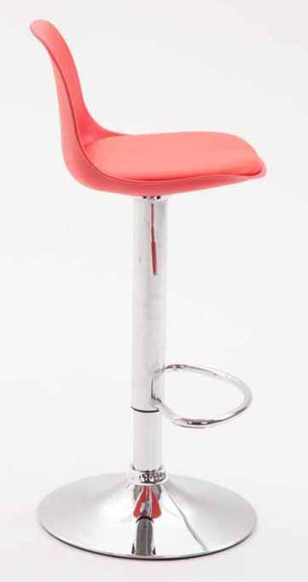 BARHOCKER 2er Set Lederlook rot - Chromfarben/Rot, Kunststoff/Textil (39/82/43cm) - CLP