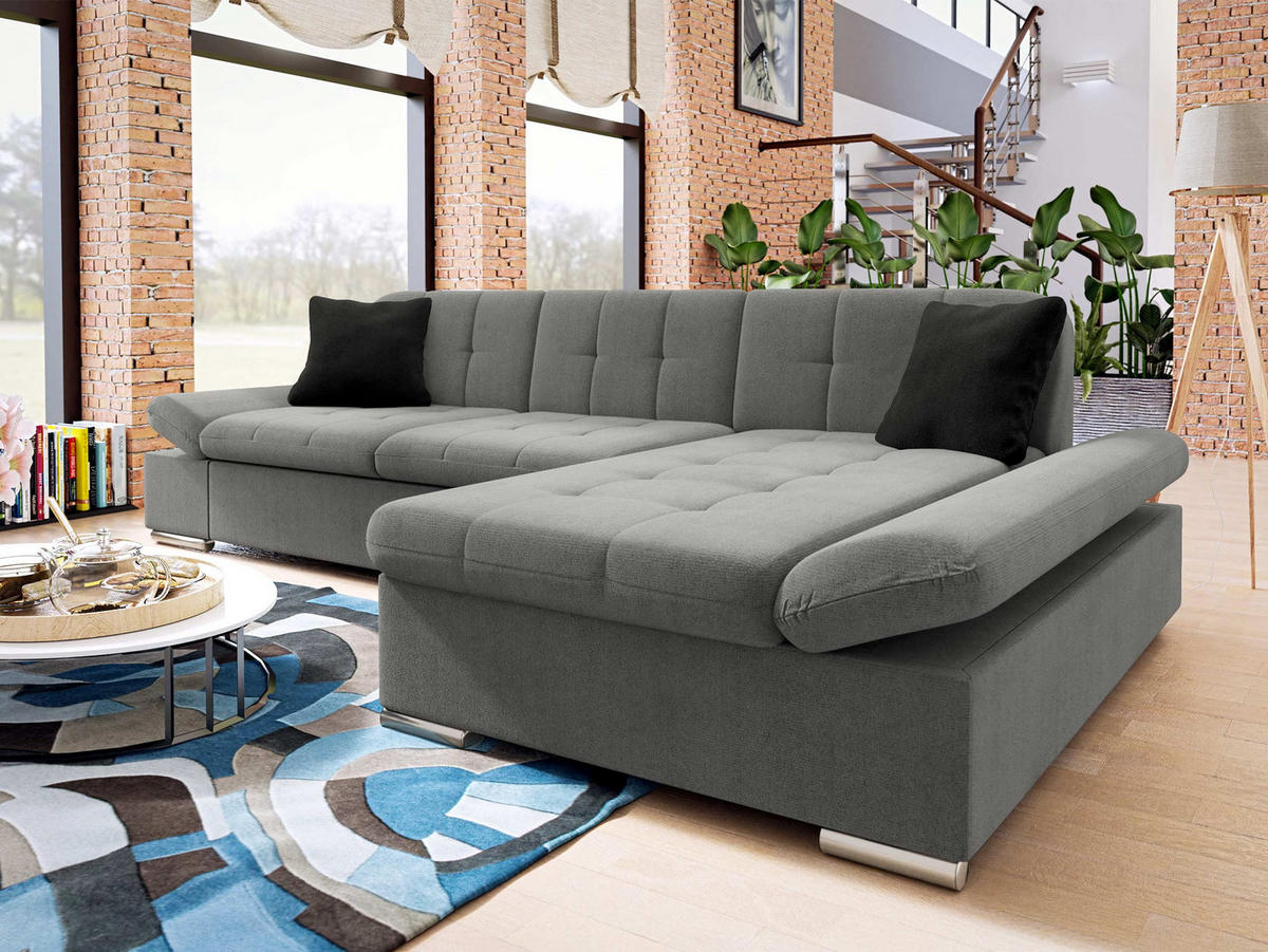 ECKSOFA Malwi, Seite: Rechts - Silbereichenfarben, Holz/Textil (278/161cm) - MIRJAN24