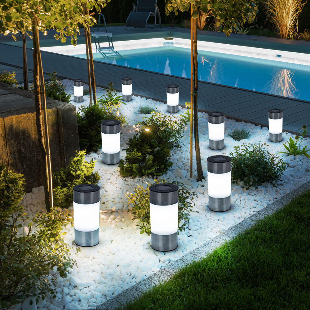 LED AUSSENLEUCHTE Edelstahl Silber 9er Set - Silberfarben, Metall (6.3/6.3/23.5cm) - Globo Lighting