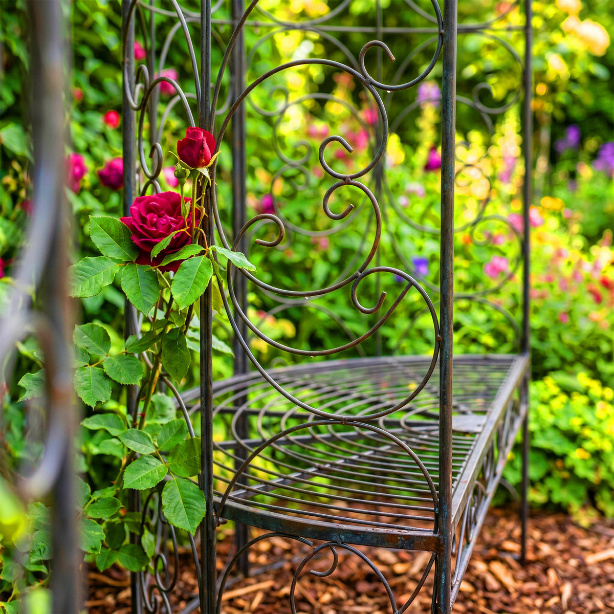 LAVIČKA s obloukem - černá, kov (120/178/58cm) - Relaxdays