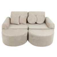 KINDERSOFA, Aesthetic, Pocket Max, Ecru - Ecru, Textil (120/25/60cm) - MeowBaby