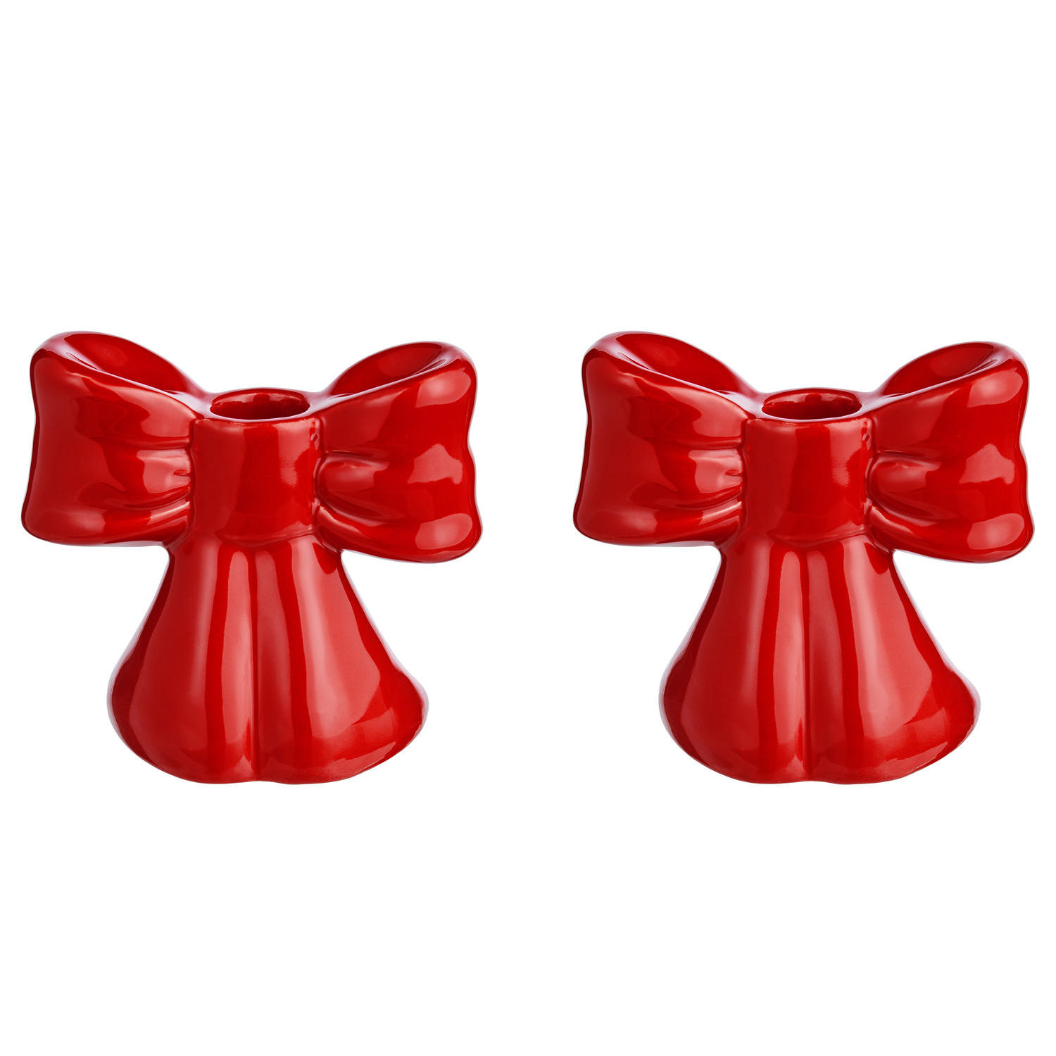 KERZENHALTER (2er Set) Present in Schelifenform - Rot, Stein (5/10/14cm) - Butlers