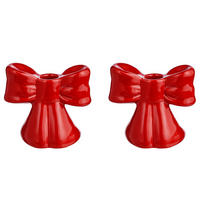 KERZENHALTER (2er Set) Present in Schelifenform - Rot, Stein (5/10/14cm) - Butlers