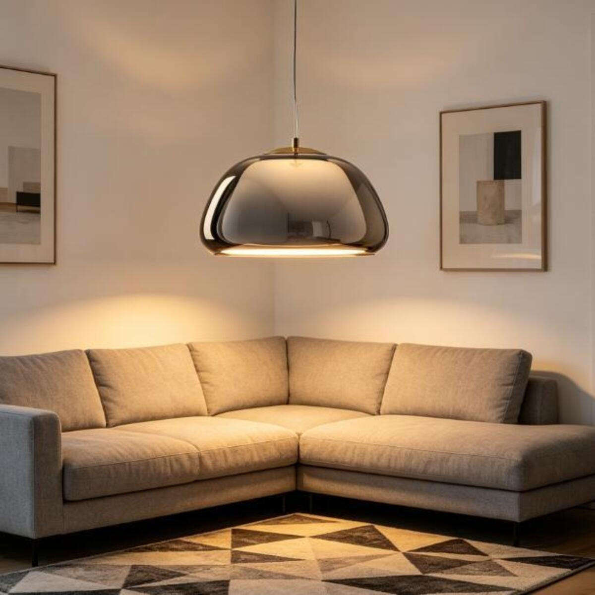 LED-HÄNGELEUCHTE Grau 12W 25/25/14-150 cm - Grau, Glas (25/25/14cm) - Authentics
