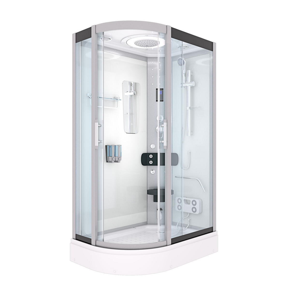 DUSCHE Dampfdusche D60-70T2L-EC Weiß 120x80 - Weiß, Glas/Kunststoff (120/80/215cm) - AcquaVapore by Sandra Jentho