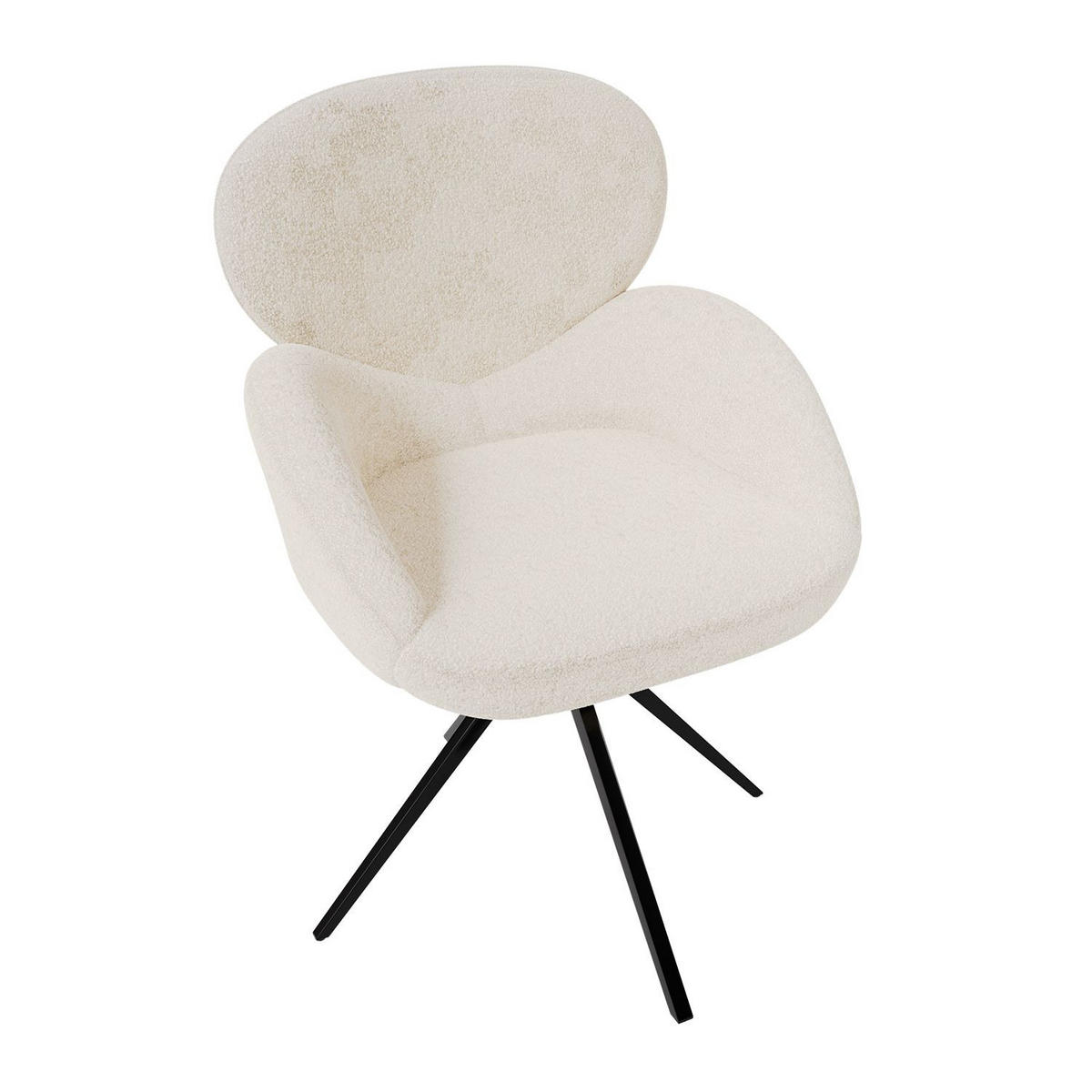 DREHSTUHL Albano Bouclé Creme - Creme, Textil (59/90/65cm) - Juskys