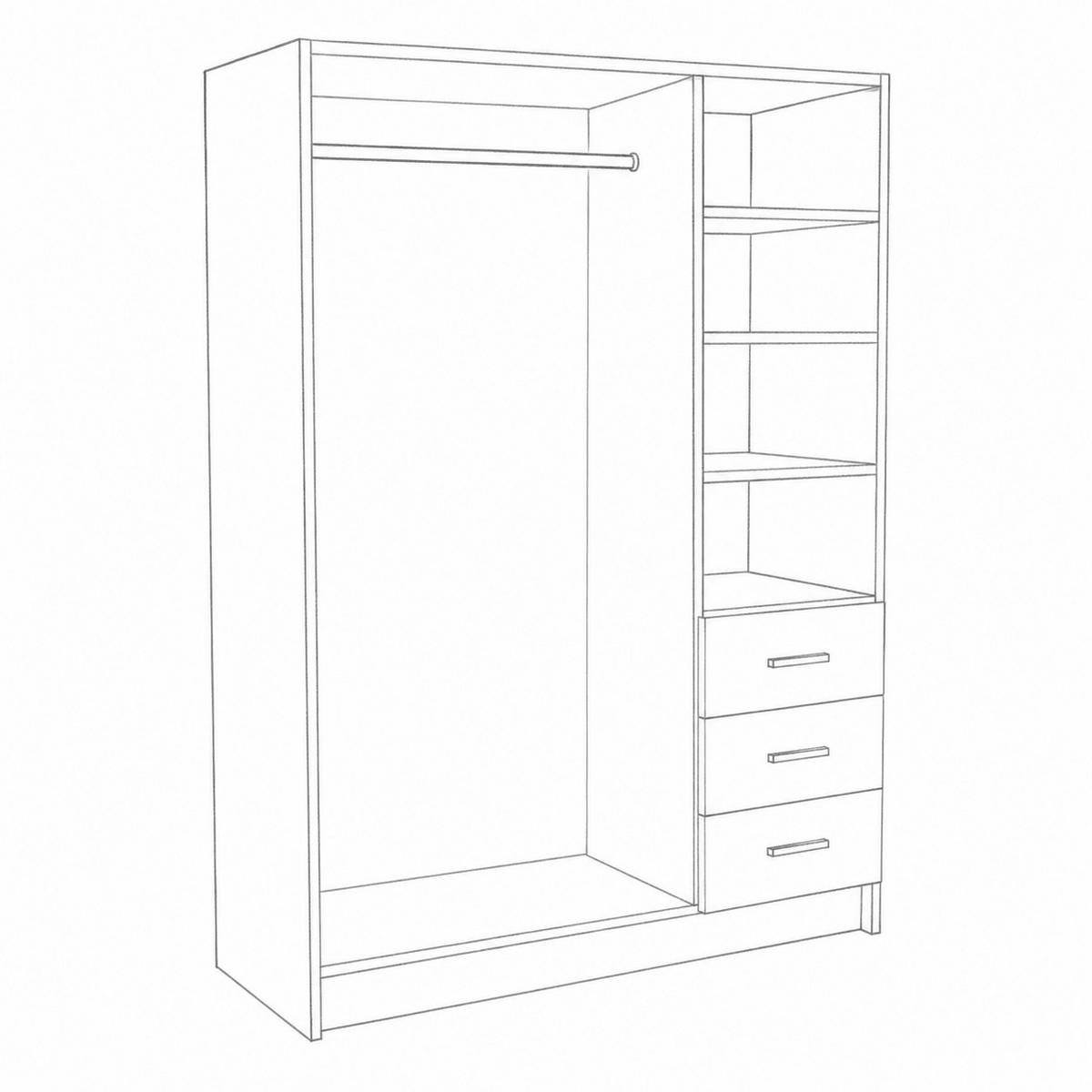 DREHTÜRENSCHRANK PINELLO 144/177/50 cm 3-türig Weiß - Weiß, Holzwerkstoff (144/177/50cm) - MASSENO