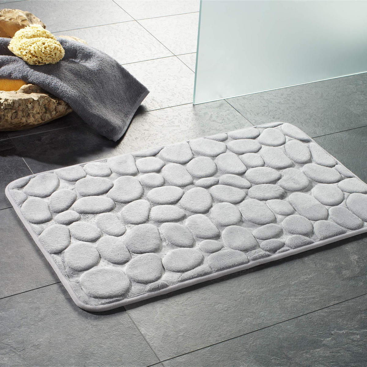 MEMORYSCHAUM BADEMATTE LONDON - Grau, Textil (50/80cm) - WohnDirect